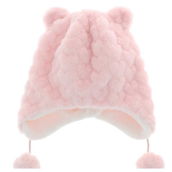 ▪️Pink Bear Fleece Beanie and Mittens - Picture 3 of 5